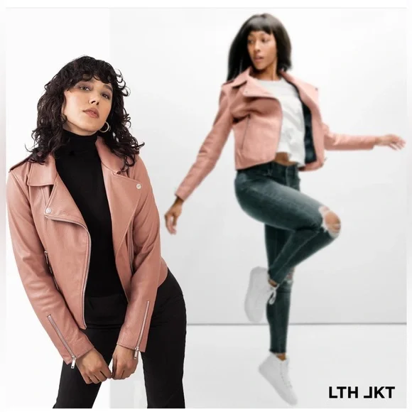 LTH JKT KAS Modern Biker Jacket Medium in Dusty Rose